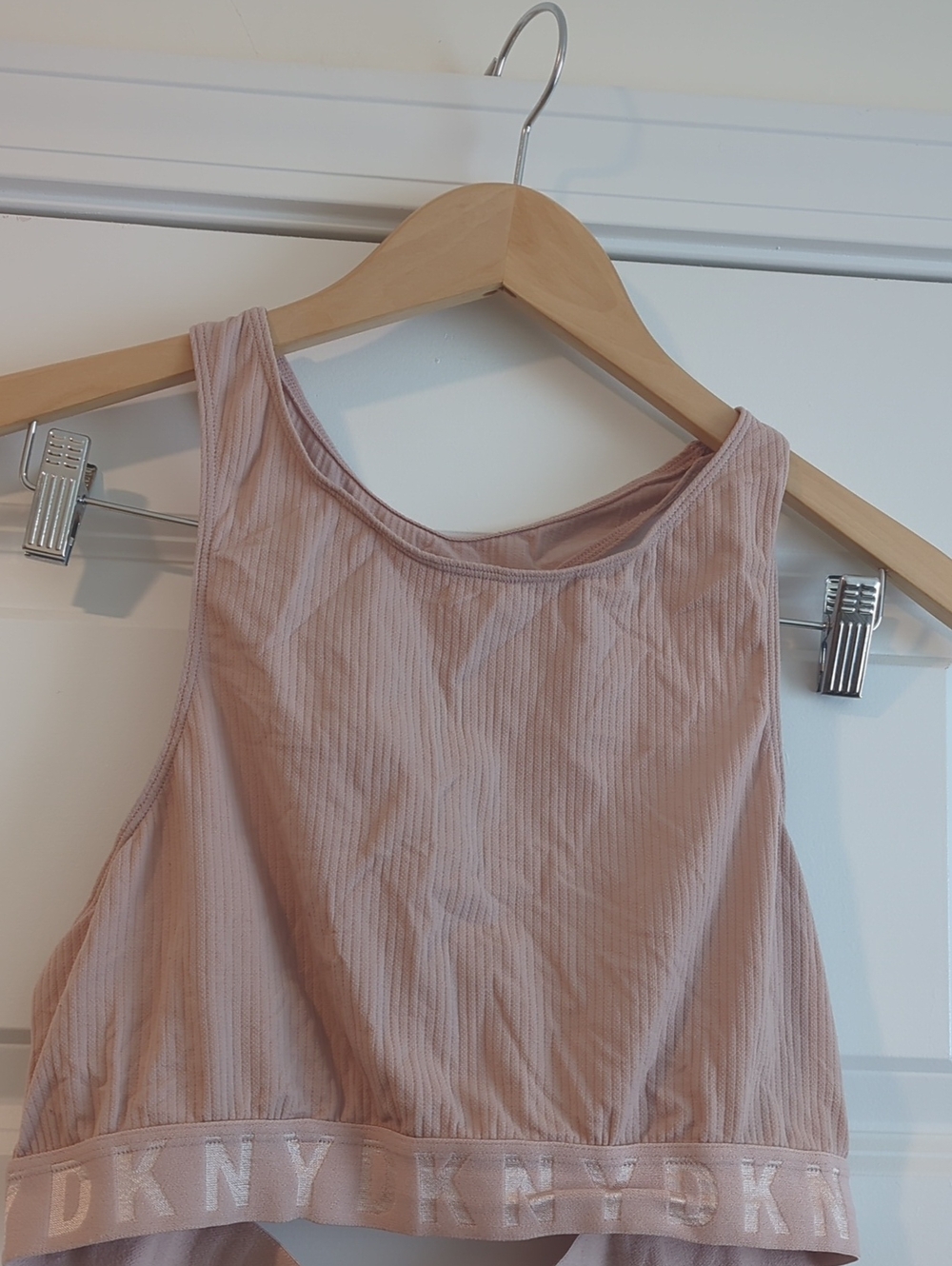DKNY Ribbed Crop Tank Top - Blush Pink P2P 18 L14